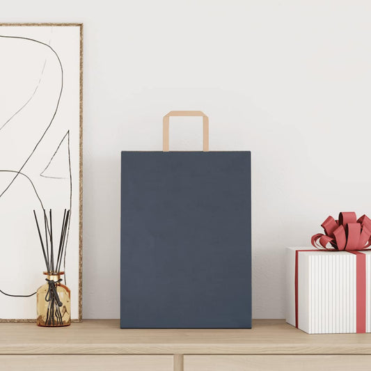 Sacchetti di Carta 250 pz con Manici Blu 26x12x35 cm