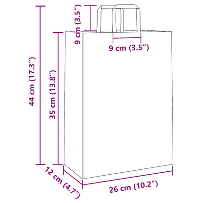 Sacchetti di Carta 250 pz con Manici Blu 26x12x35 cm