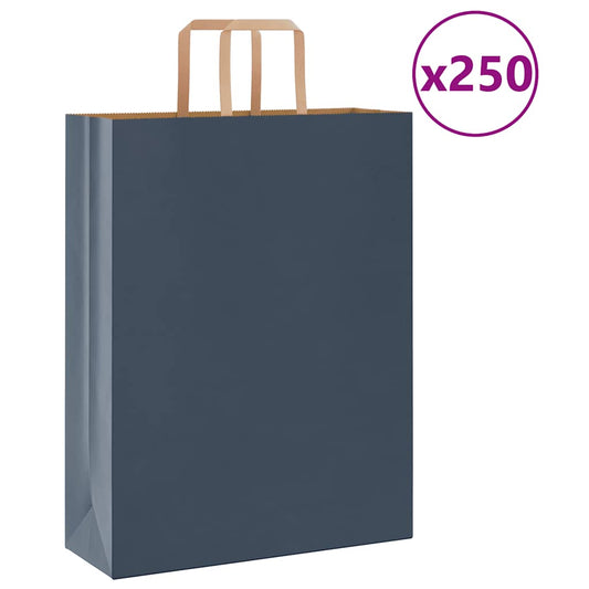 Sacchetti di Carta 250 pz con Manici Blu 32x12x42 cm