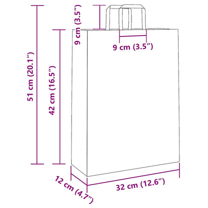 Sacchetti di Carta 250 pz con Manici Blu 32x12x42 cm
