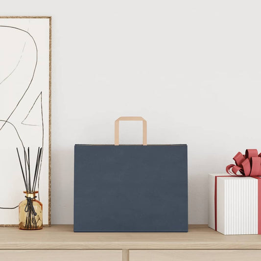 Sacchetti di Carta 250 pz con Manici Blu 32x17x25 cm