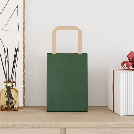 Sacchetti di Carta 50 pz con Manici Verdi 15x8x21 cm