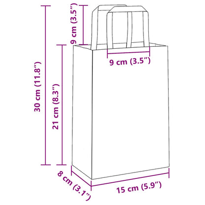 Sacchetti di Carta 50 pz con Manici Verdi 15x8x21 cm