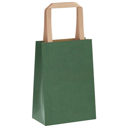 Sacchetti di Carta 50 pz con Manici Verdi 15x8x21 cm