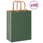 Sacchetti di Carta 50 pz con Manici Verdi 21x11x28 cm