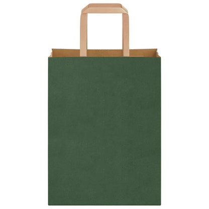 Sacchetti di Carta 50 pz con Manici Verdi 21x11x28 cm