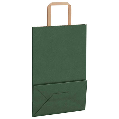 Sacchetti di Carta 50 pz con Manici Verdi 21x11x31 cm