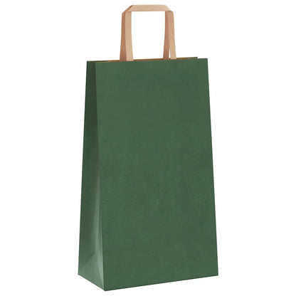Sacchetti di Carta 50 pz con Manici Verdi 21x11x36 cm