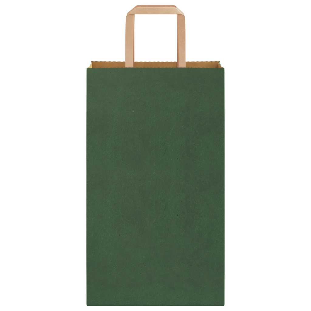 Sacchetti di Carta 50 pz con Manici Verdi 21x11x36 cm