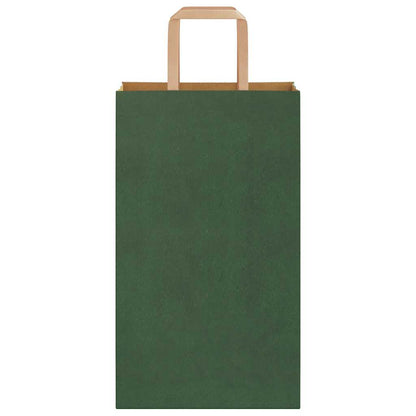 Sacchetti di Carta 50 pz con Manici Verdi 21x11x36 cm