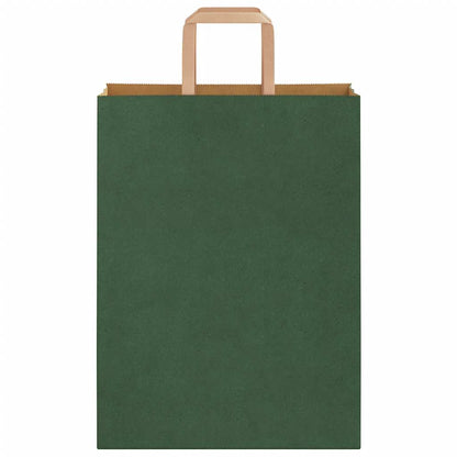 Sacchetti di Carta 50 pz con Manici Verdi 26x12x35 cm