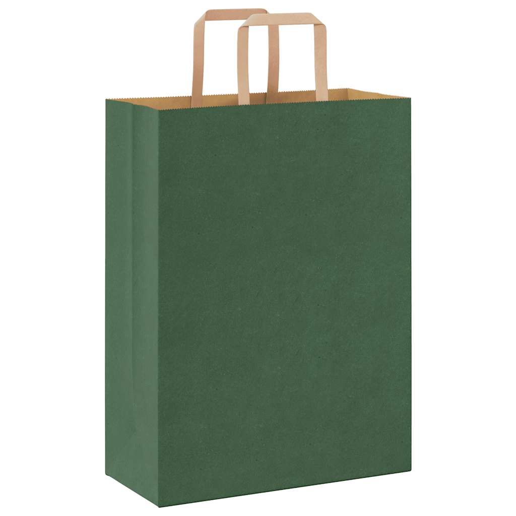 Sacchetti di Carta 50 pz con Manici Verdi 26x12x35 cm