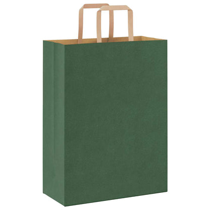 Sacchetti di Carta 50 pz con Manici Verdi 26x12x35 cm