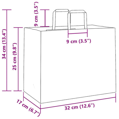 Sacchetti di Carta 50 pz con Manici Verdi 32x17x25 cm