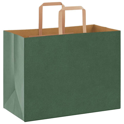 Sacchetti di Carta 50 pz con Manici Verdi 32x17x25 cm