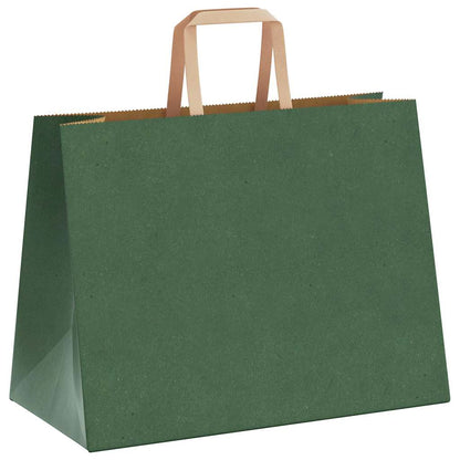 Sacchetti di Carta 50 pz con Manici Verdi 32x17x25 cm
