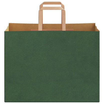 Sacchetti di Carta 50 pz con Manici Verdi 32x17x25 cm