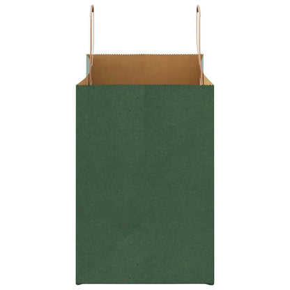 Sacchetti di Carta 50 pz con Manici Verdi 32x17x25 cm