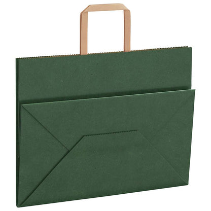 Sacchetti di Carta 50 pz con Manici Verdi 32x17x25 cm