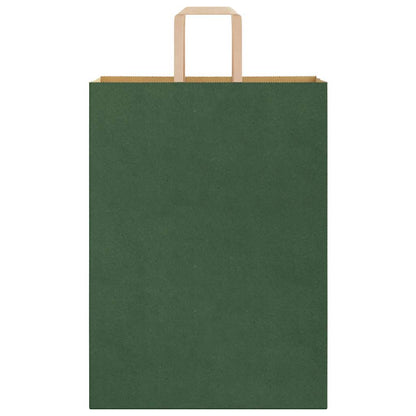Sacchetti di Carta 50 pz con Manici Verdi 32x17x44 cm