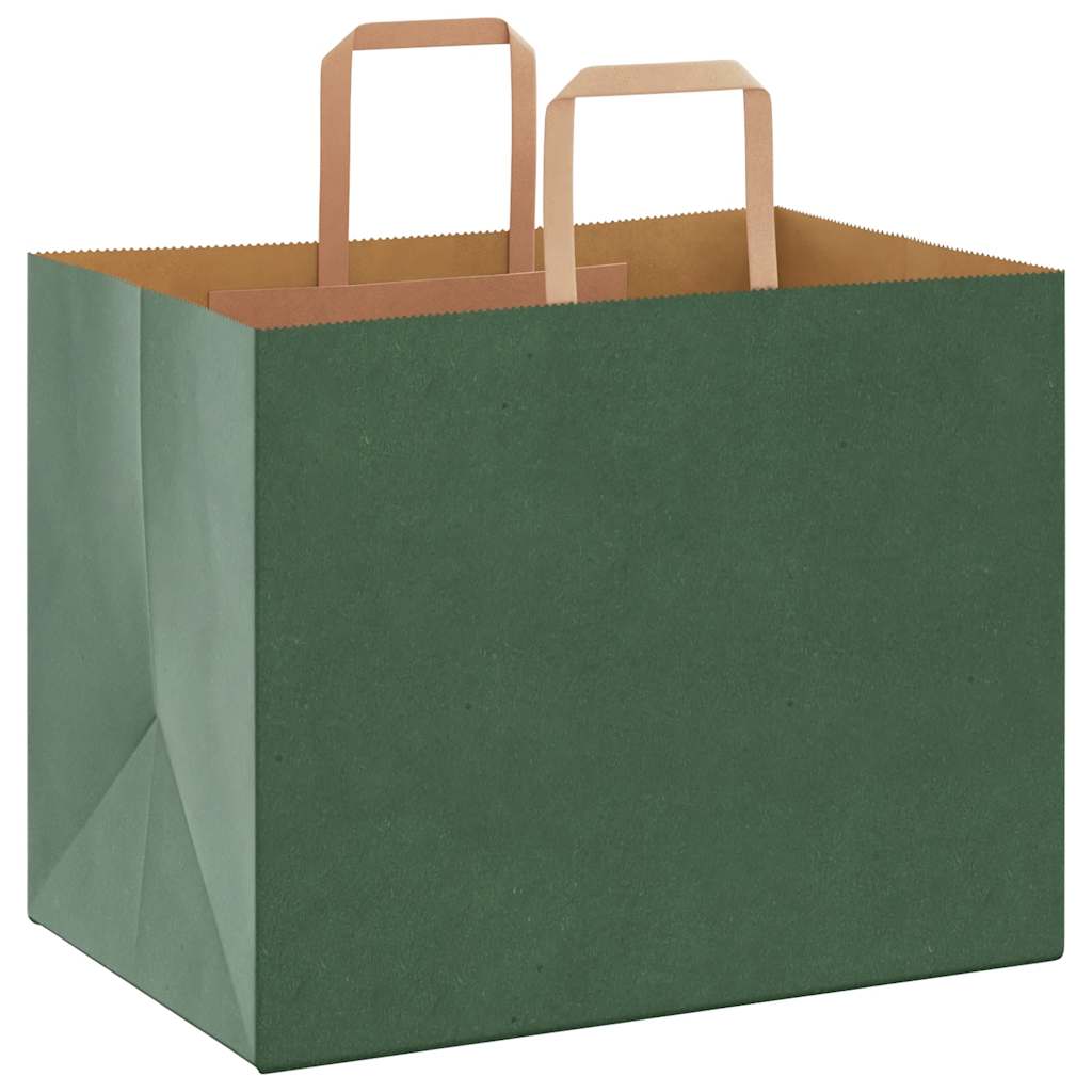 Sacchetti di Carta 50 pz con Manici Verdi 32x22x24 cm