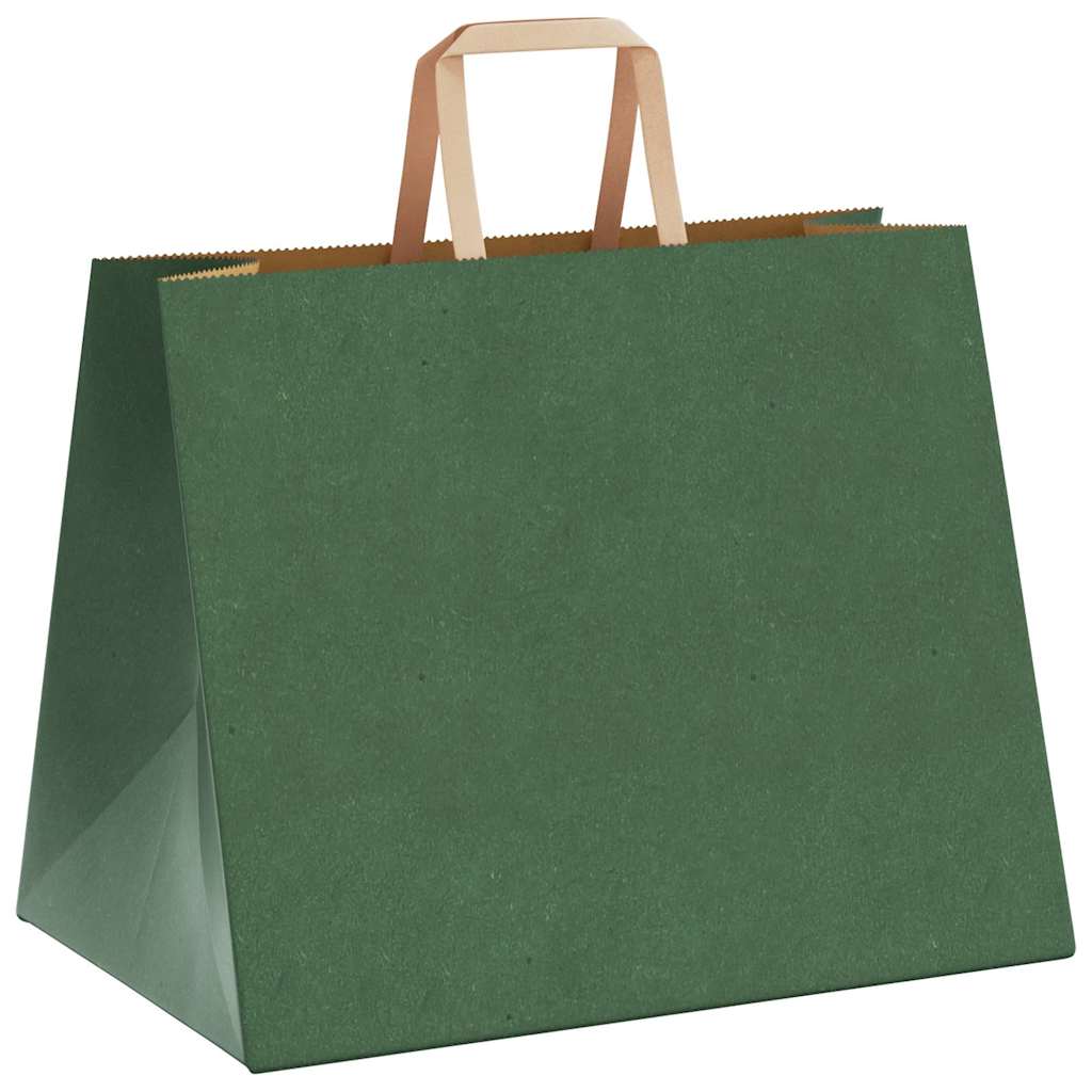 Sacchetti di Carta 50 pz con Manici Verdi 32x22x24 cm