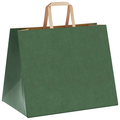 Sacchetti di Carta 50 pz con Manici Verdi 32x22x24 cm
