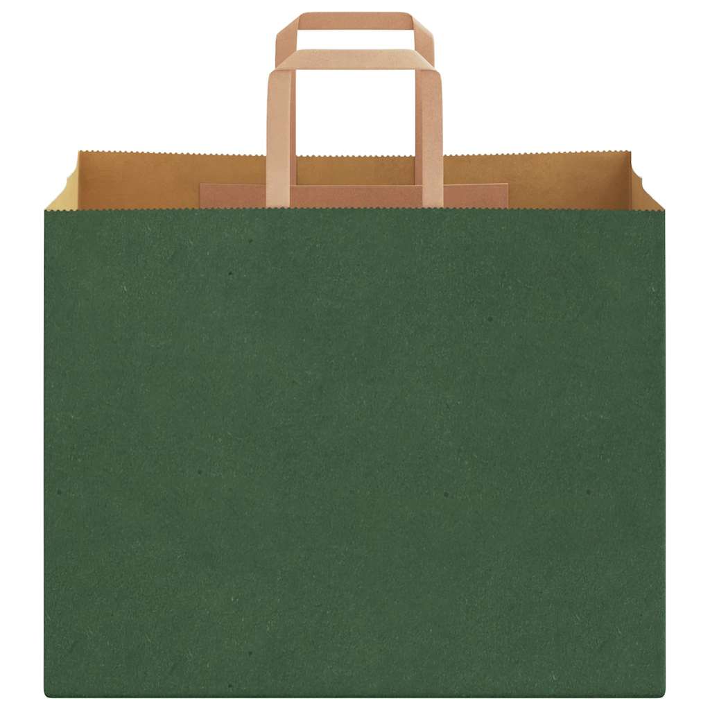 Sacchetti di Carta 50 pz con Manici Verdi 32x22x24 cm
