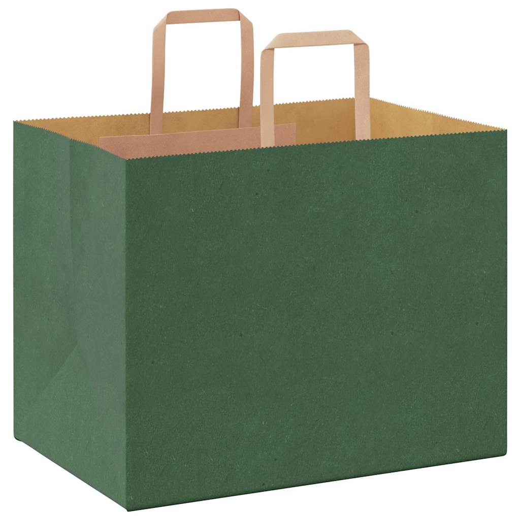 Sacchetti di Carta 50 pz con Manici Verdi 32x22x24 cm
