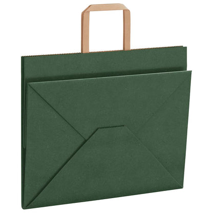 Sacchetti di Carta 50 pz con Manici Verdi 32x22x24 cm