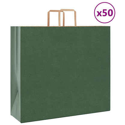 Sacchetti di Carta 50 pz con Manici Verdi 54x15x49 cm
