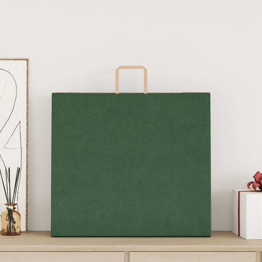 Sacchetti di Carta 50 pz con Manici Verdi 54x15x49 cm