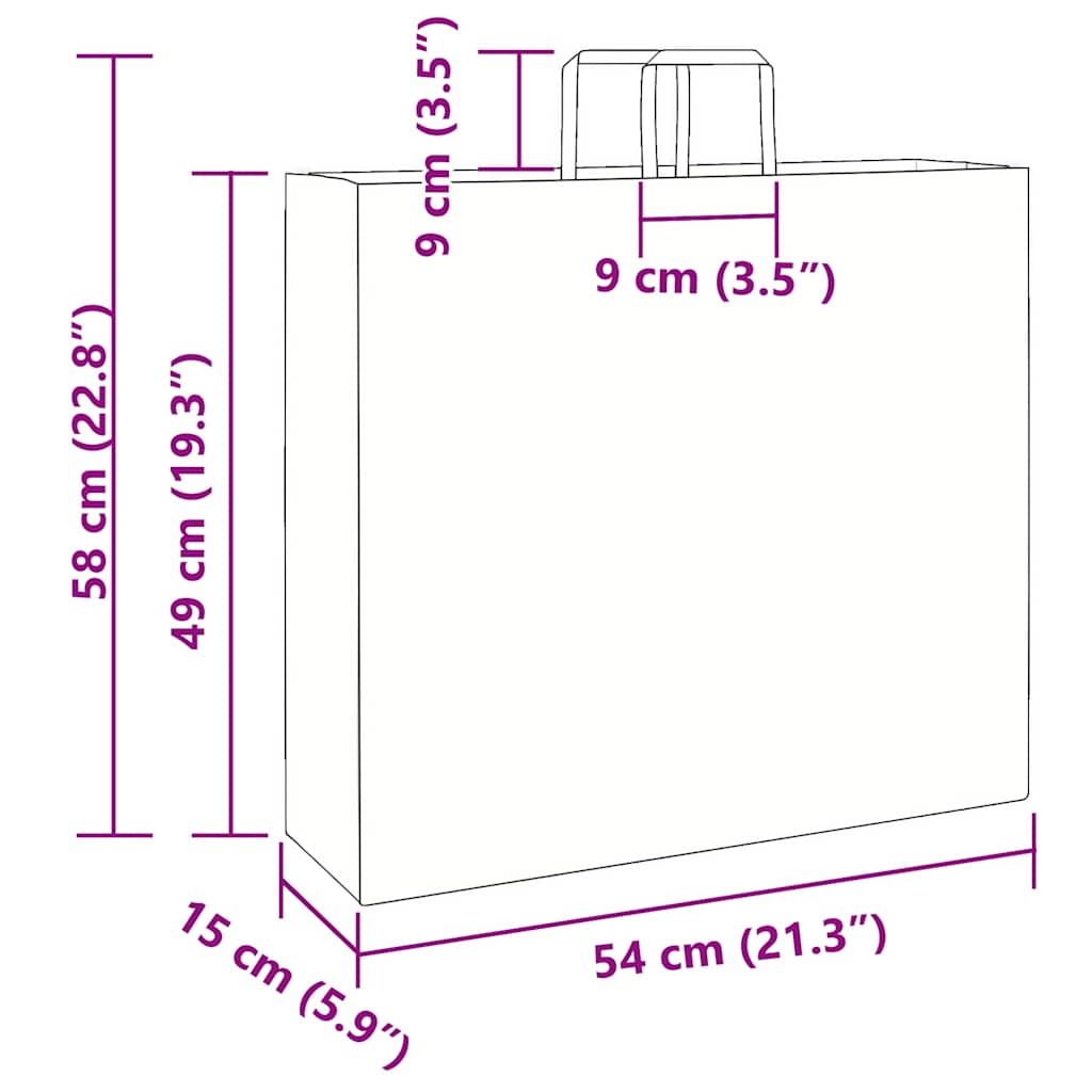 Sacchetti di Carta 50 pz con Manici Verdi 54x15x49 cm