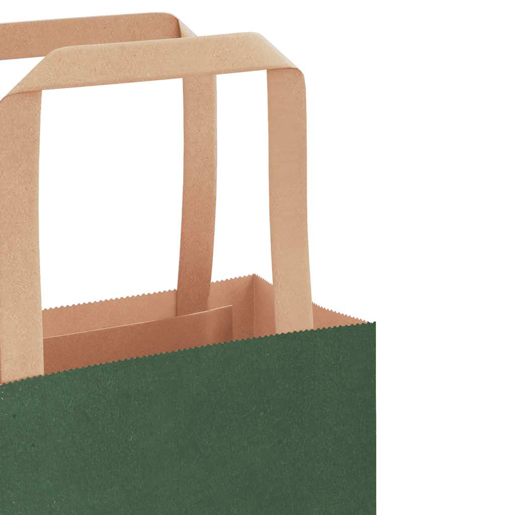 Sacchetti di Carta 50 pz con Manici Verdi 54x15x49 cm