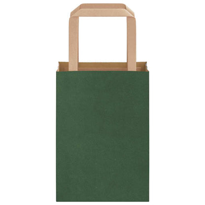Sacchetti di Carta 250 pz con Manici Verdi 15x8x21 cm
