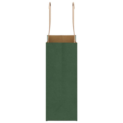 Sacchetti di Carta 250 pz con Manici Verdi 15x8x21 cm