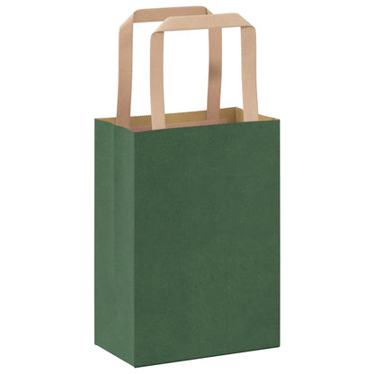 Sacchetti di Carta 250 pz con Manici Verdi 15x8x21 cm
