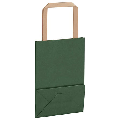 Sacchetti di Carta 250 pz con Manici Verdi 15x8x21 cm