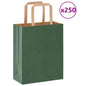 Sacchetti di Carta 250 pz con Manici Verdi 18x8x22 cm