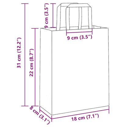 Sacchetti di Carta 250 pz con Manici Verdi 18x8x22 cm