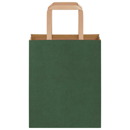 Sacchetti di Carta 250 pz con Manici Verdi 18x8x22 cm
