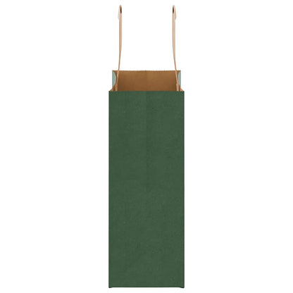 Sacchetti di Carta 250 pz con Manici Verdi 18x8x22 cm