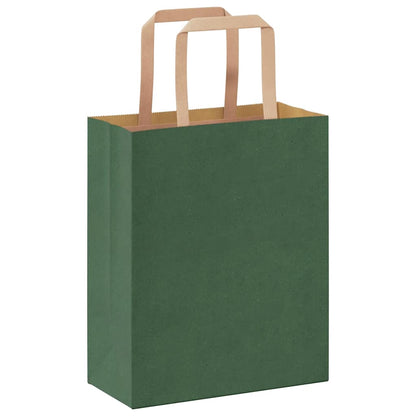 Sacchetti di Carta 250 pz con Manici Verdi 18x8x22 cm