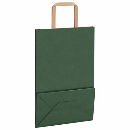 Sacchetti di Carta 250 pz con Manici Verdi 21x11x31 cm
