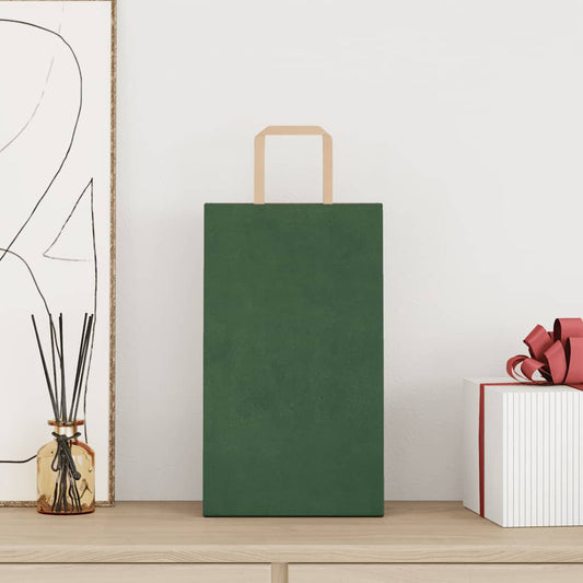 Sacchetti di Carta 250 pz con Manici Verdi 21x11x36 cm