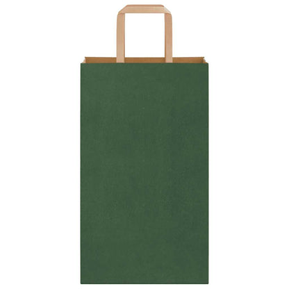 Sacchetti di Carta 250 pz con Manici Verdi 21x11x36 cm