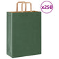 Sacchetti di Carta 250 pz con Manici Verdi 26x12x35 cm