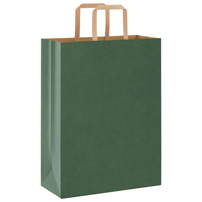 Sacchetti di Carta 250 pz con Manici Verdi 26x12x35 cm