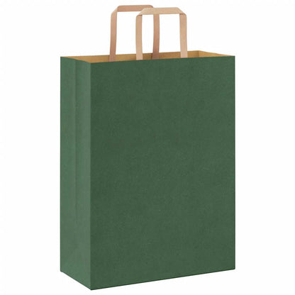 Sacchetti di Carta 250 pz con Manici Verdi 26x12x35 cm
