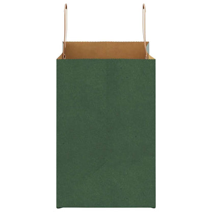Sacchetti di Carta 250 pz con Manici Verdi 26x17x25 cm